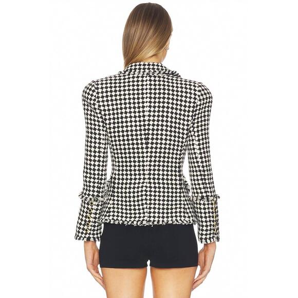 NEW L'AGENCE kaisley tweed blazer in black/ivory - Picture 3 of 5